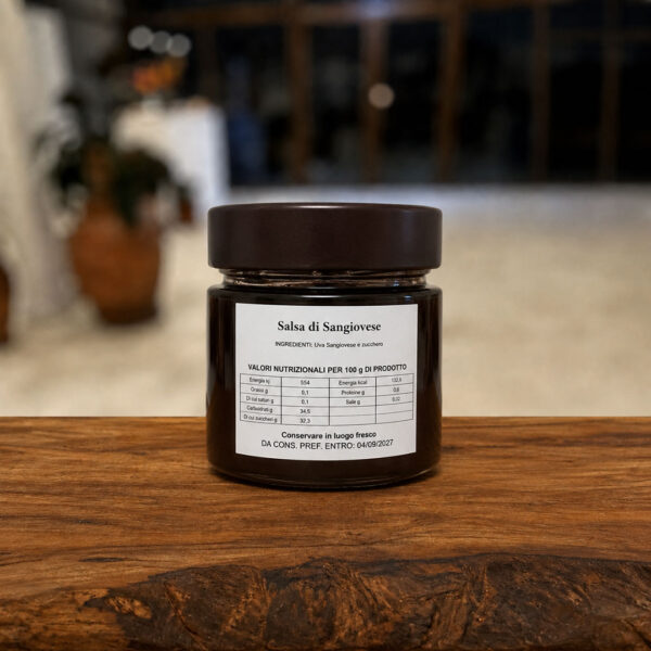 Salsa Sangiovese – vasetto con etichetta del prodotto